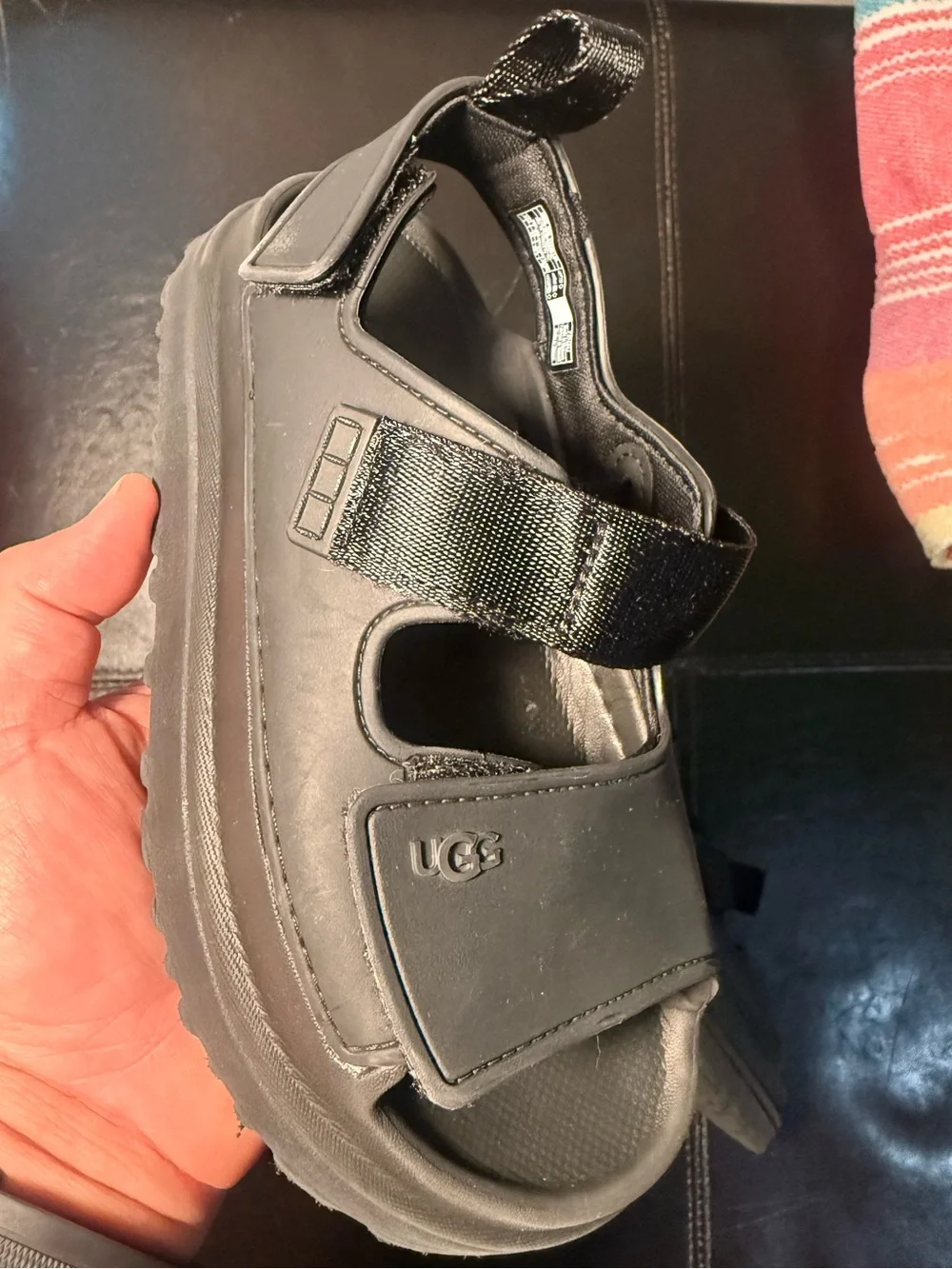 UGG Kids Black Chunky Strap Sandals